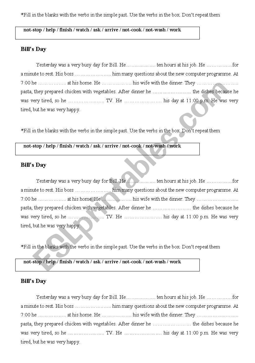 Simple past tense worksheet