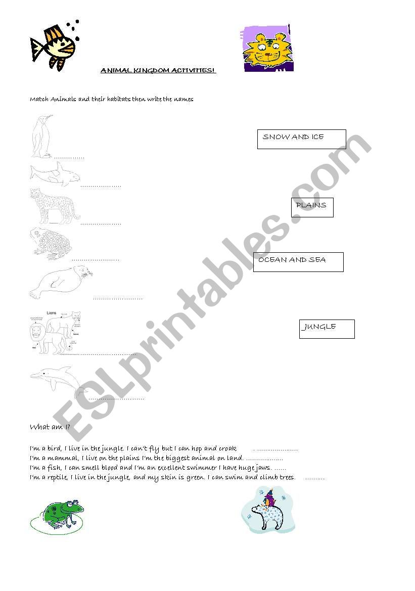 Animal Kingdom worksheet