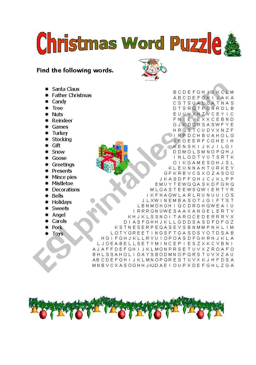 Christmas Word puzzle worksheet