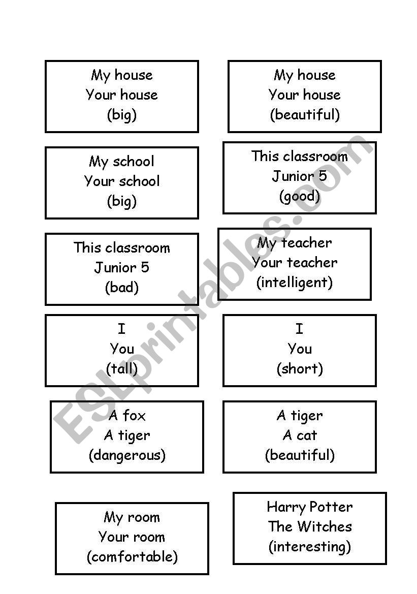 Comparatives/superlatives cards