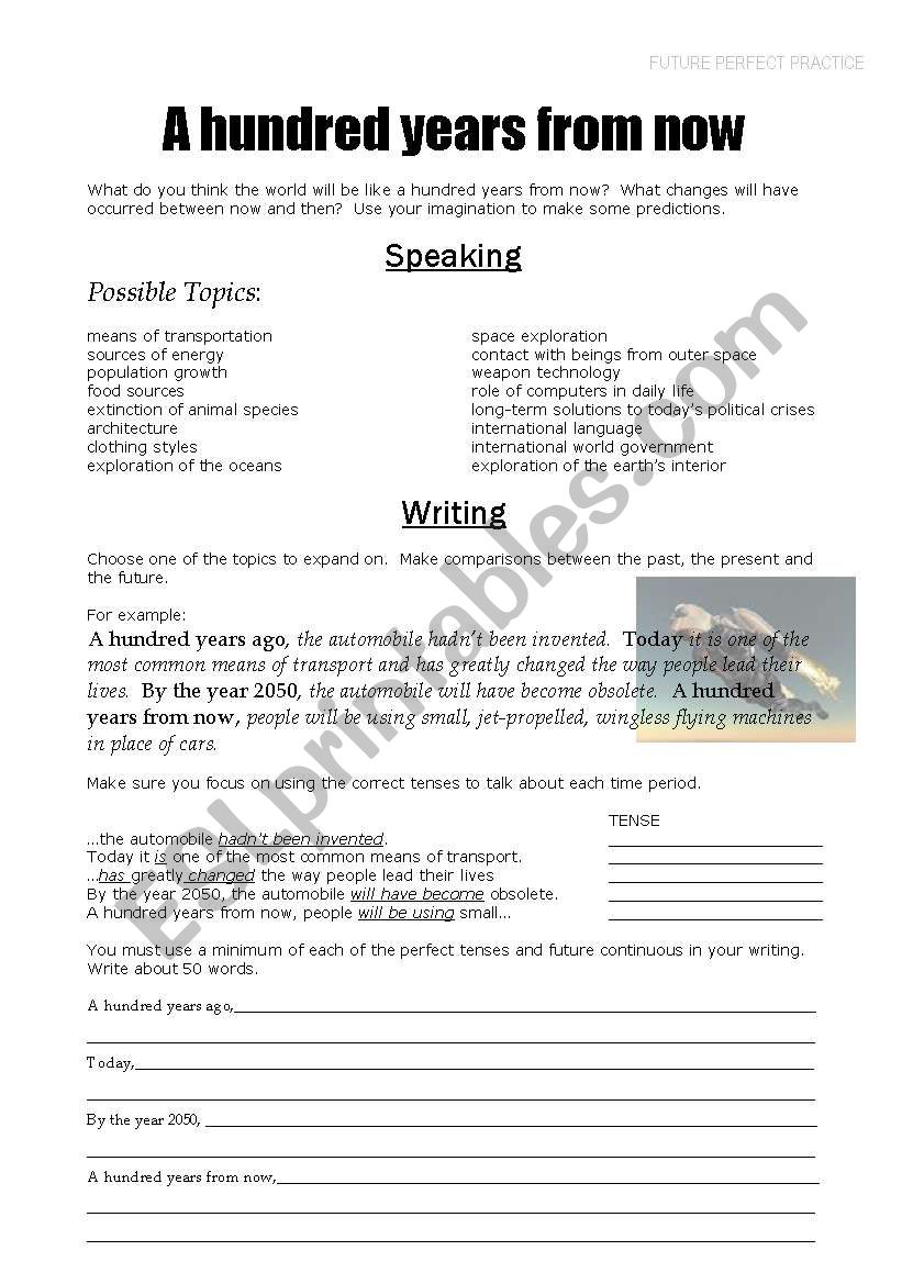 A hundred years from now worksheet