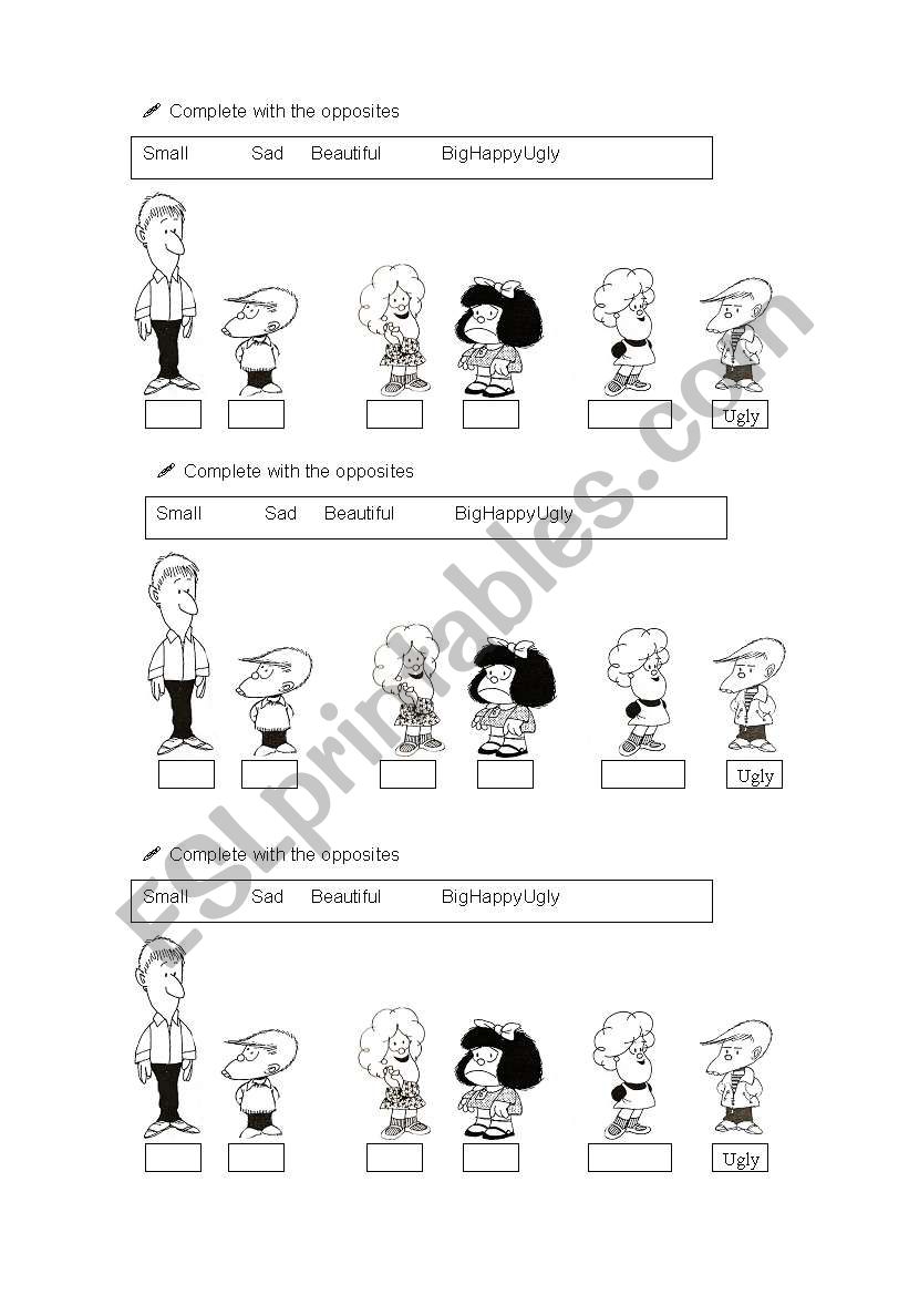 Opposites with Mafalda worksheet