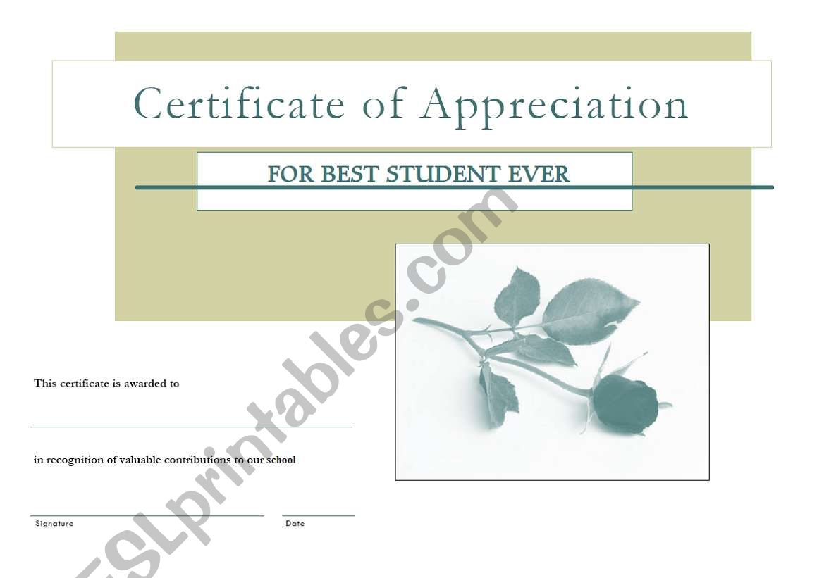 Appriciation Certificate for students