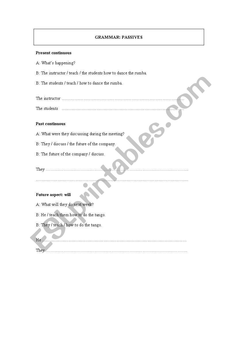 Passives worksheet
