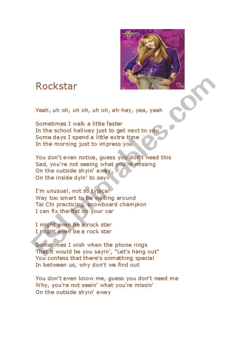 ROckstar by Hannah Montana worksheet