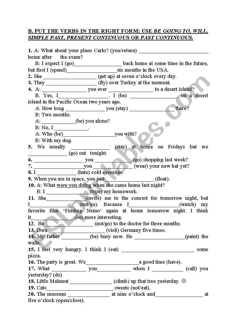 gap filling worksheet