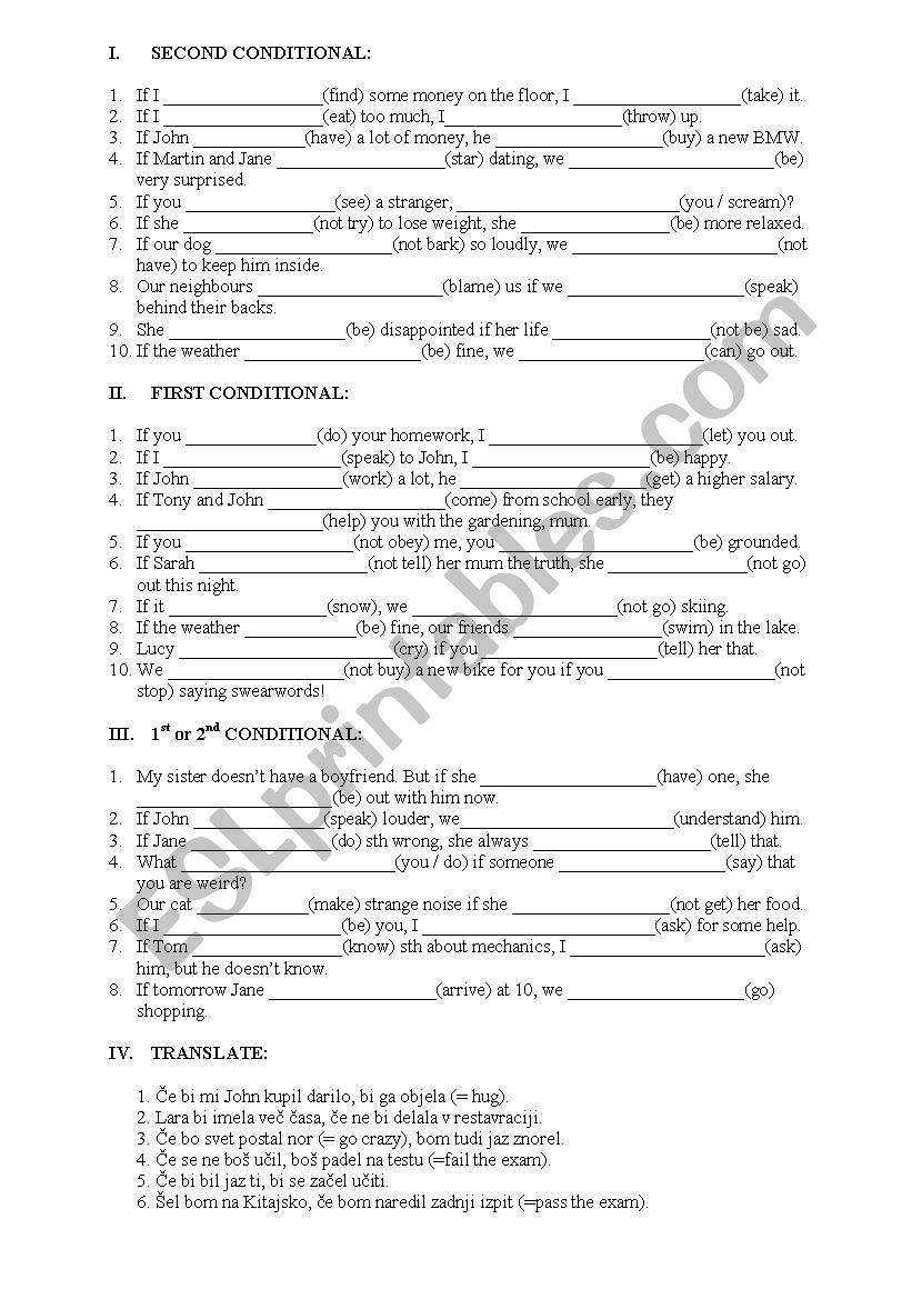 conditionals worksheet