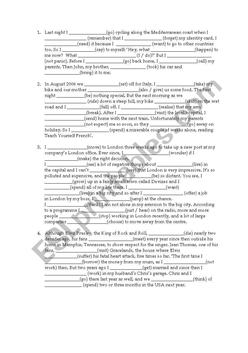 tenses worksheet