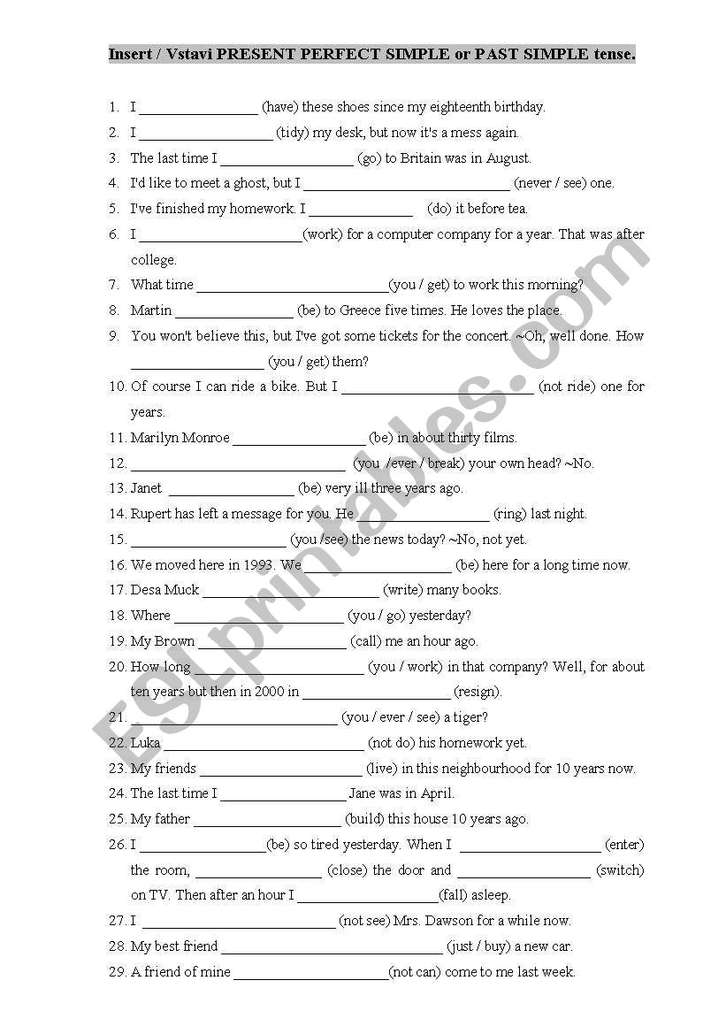 present perfect simple or past simple