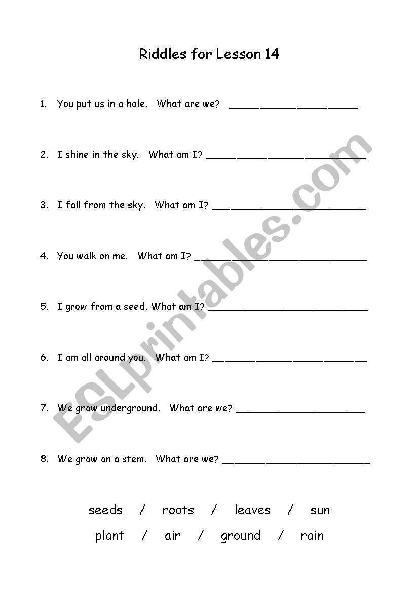 Plants worksheet