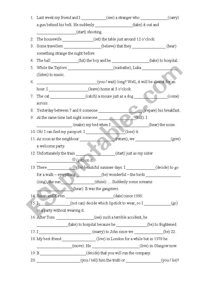 tenses worksheet