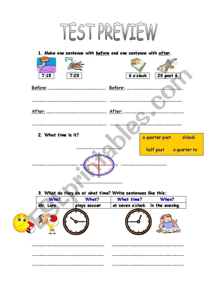 Telling the Time Worksheet 1/3