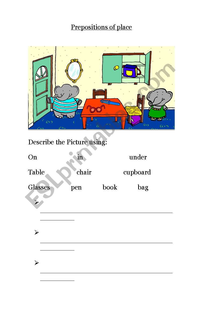 Prepositions Of Place In On Under Worksheet - Bank2home.com
