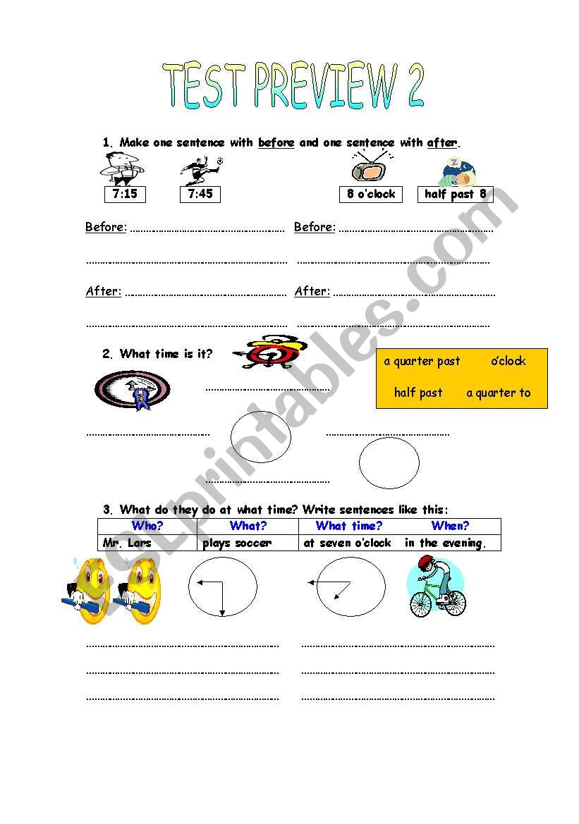 Telling the Time Worksheet 2/3