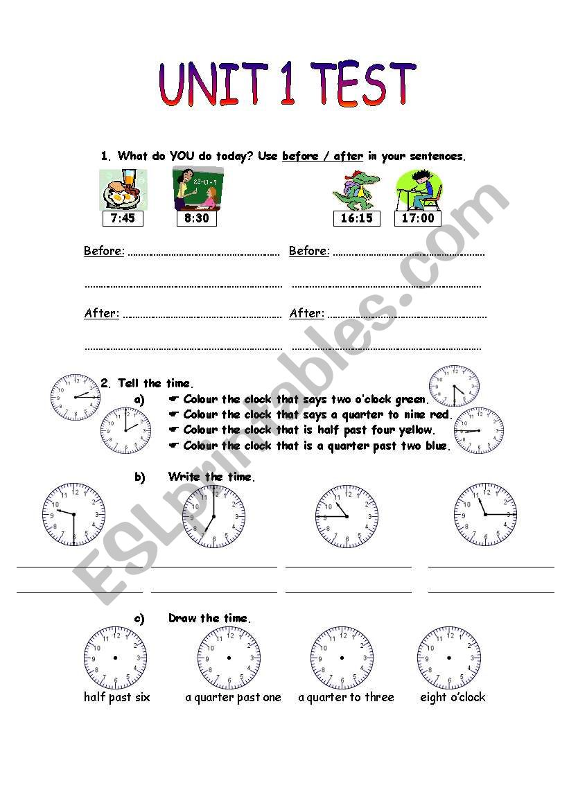 Telling the Time Worksheet 3/3