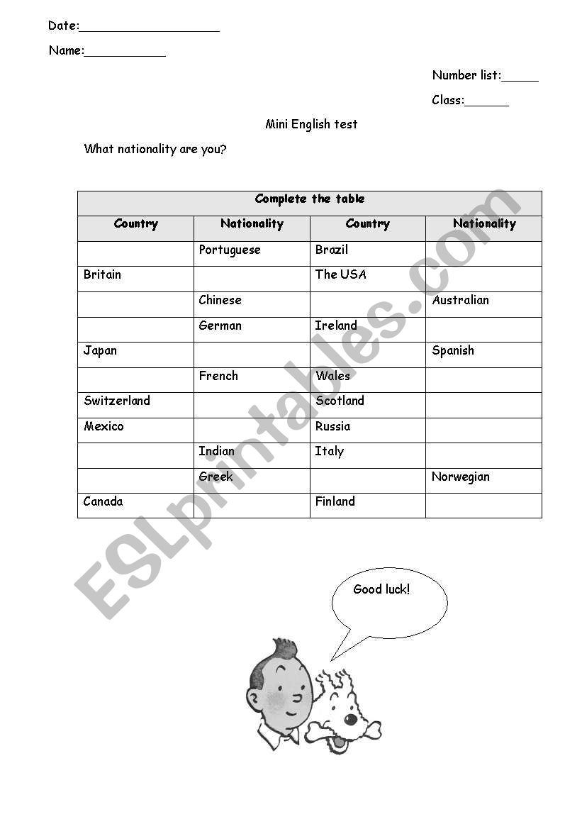 Where are you from? worksheet