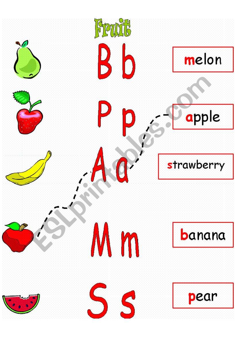 For Very Young Learners...Fruit word and first sound recognition
