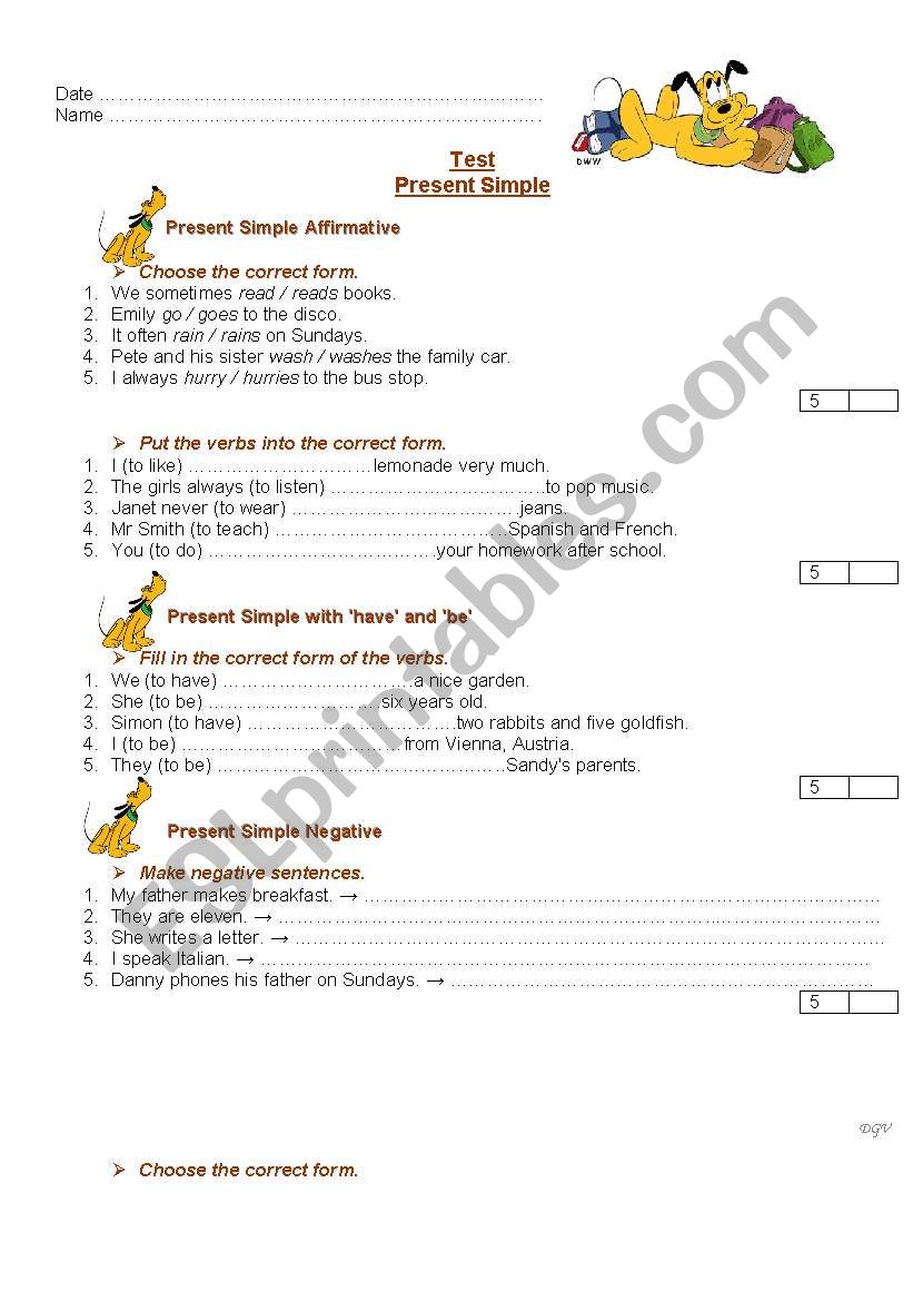 Present Simple Worksheet worksheet