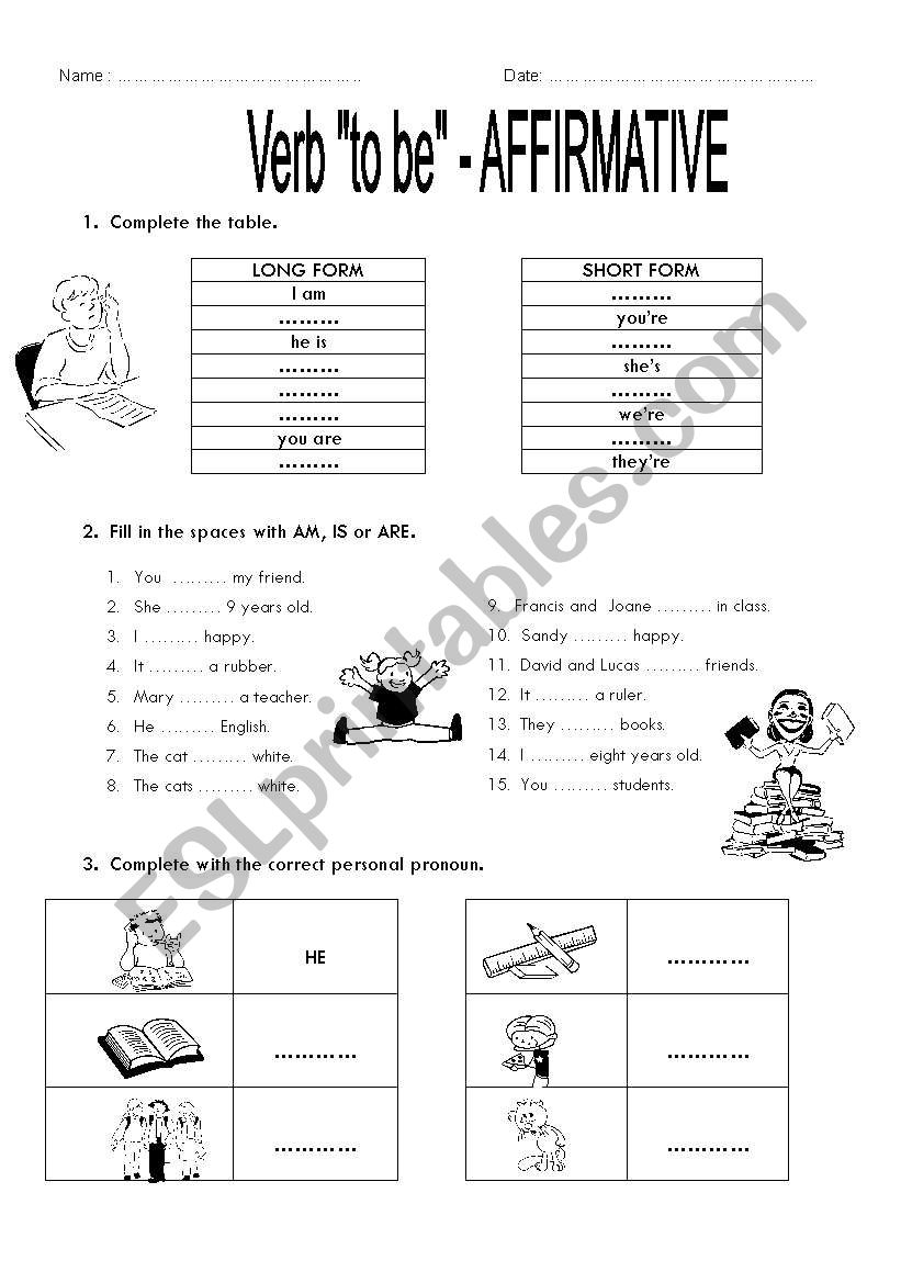 TO BE - AFFIRMATIVE worksheet
