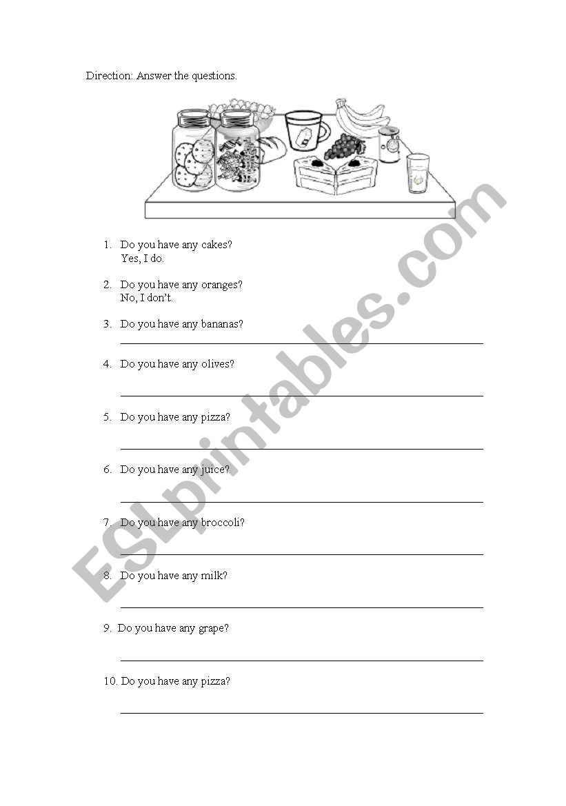 Do you have Food? worksheet