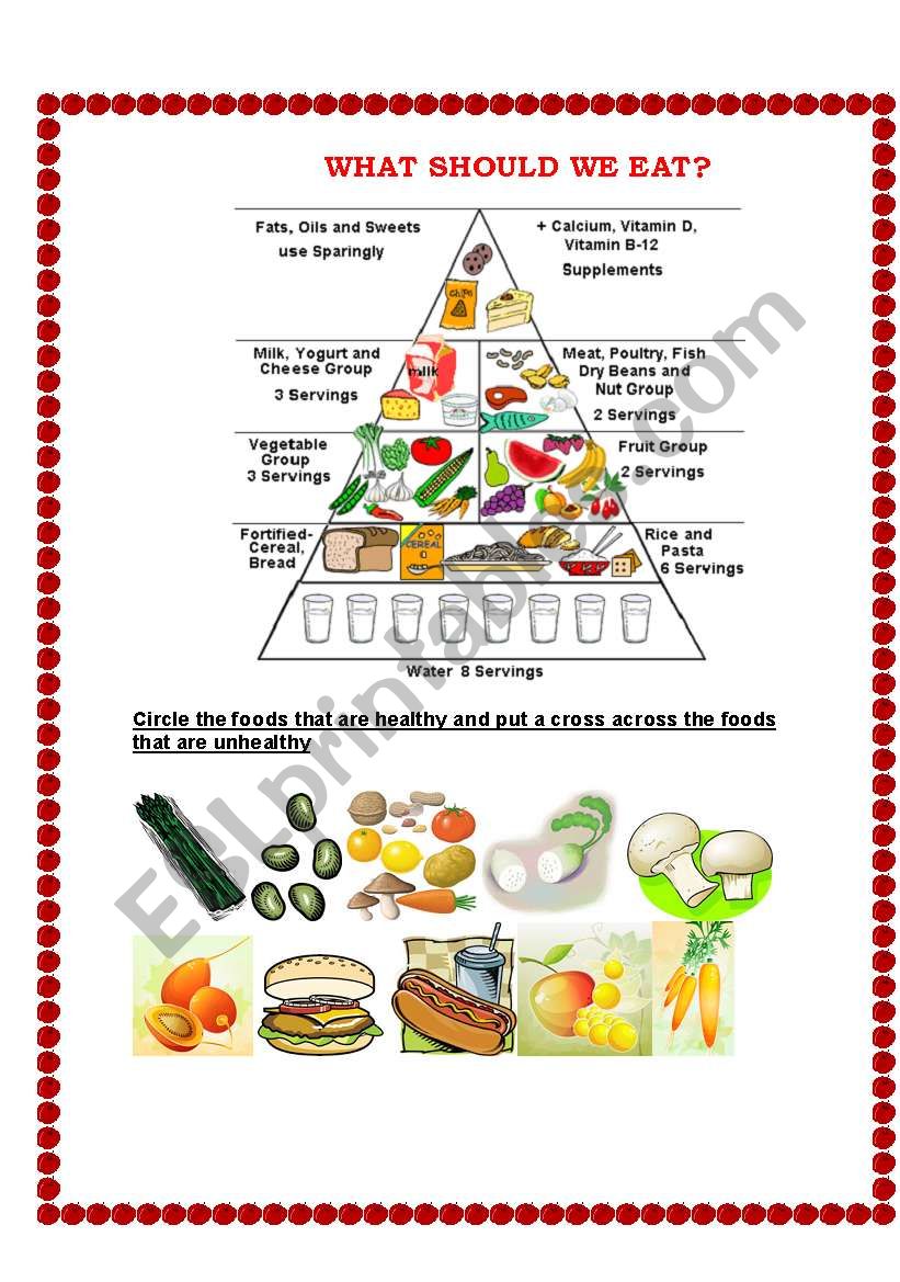WHAT FOOD IS GOOD FOR ME? worksheet