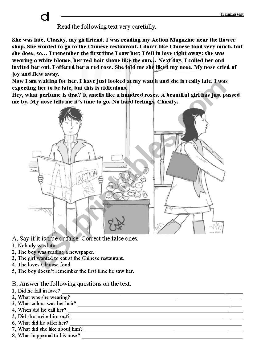training test: Chasity worksheet