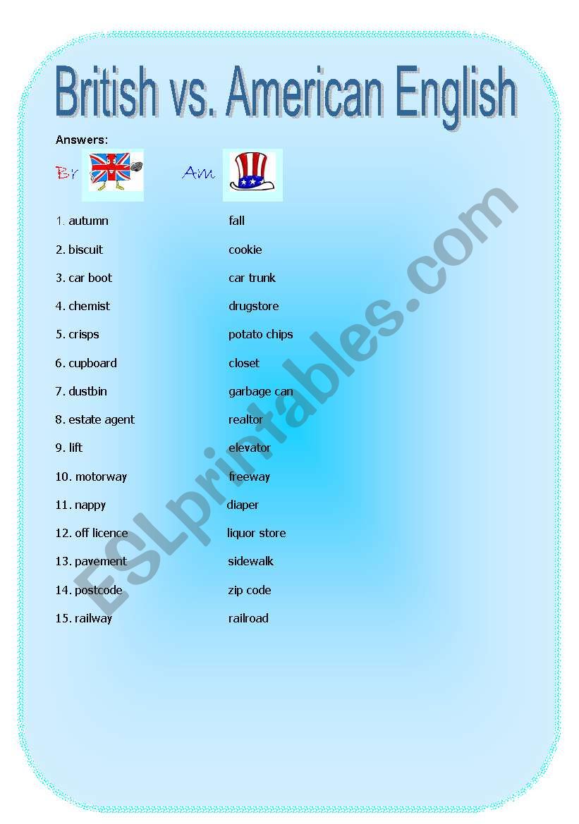 BR vs AM - Answers - worksheet