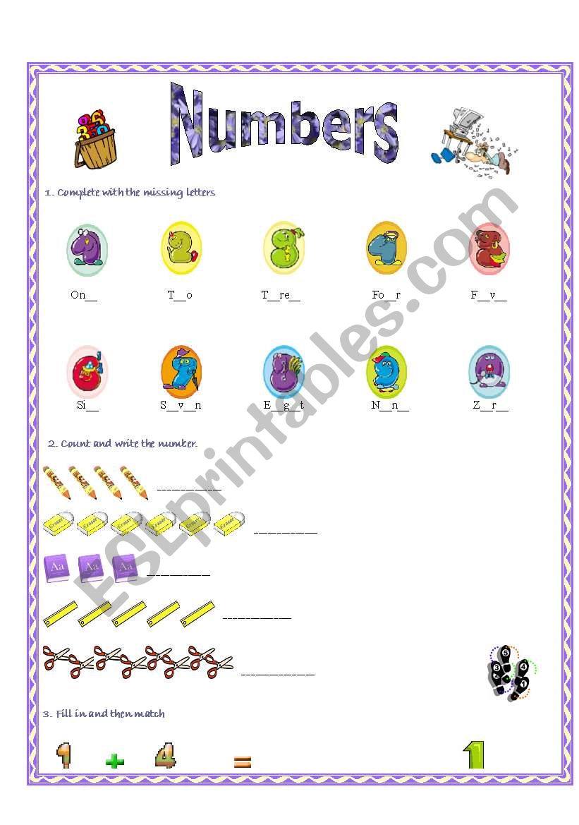 Numbers  worksheet