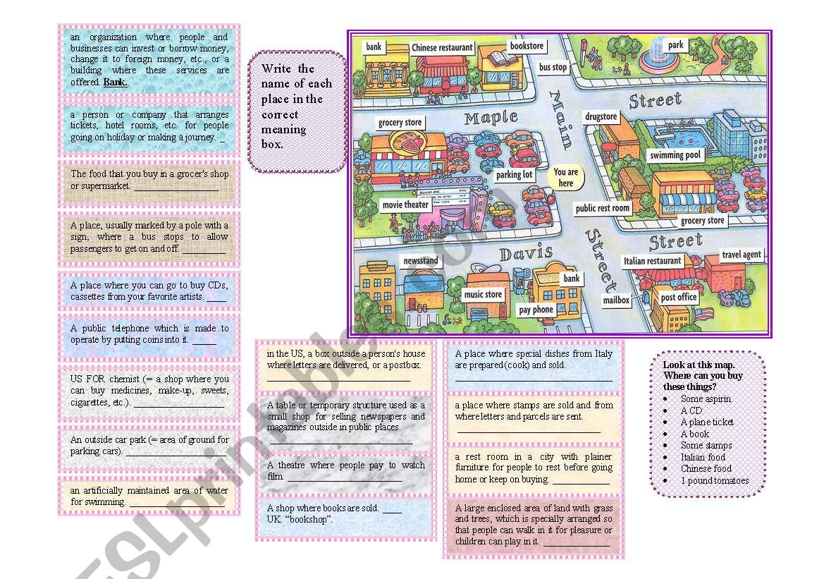 Prepositions of place 1, match meaning with the correct word 01-10-08