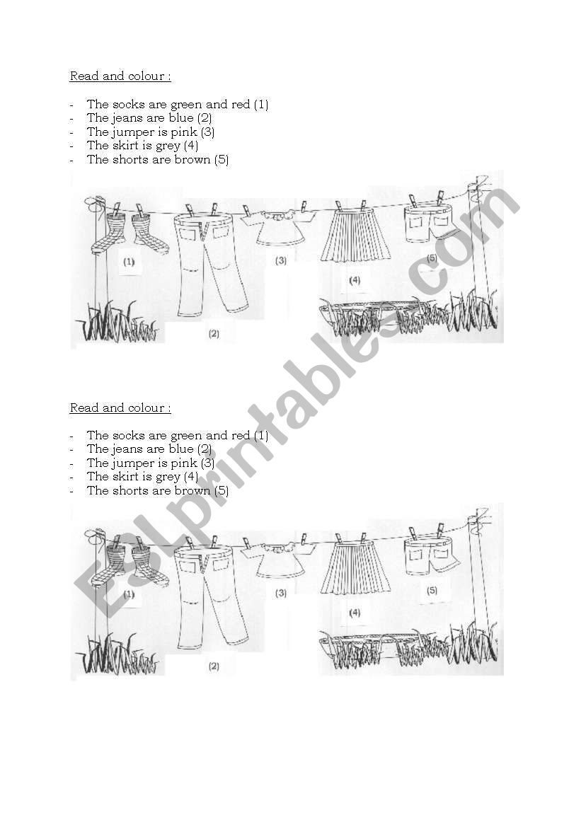 the washing line worksheet