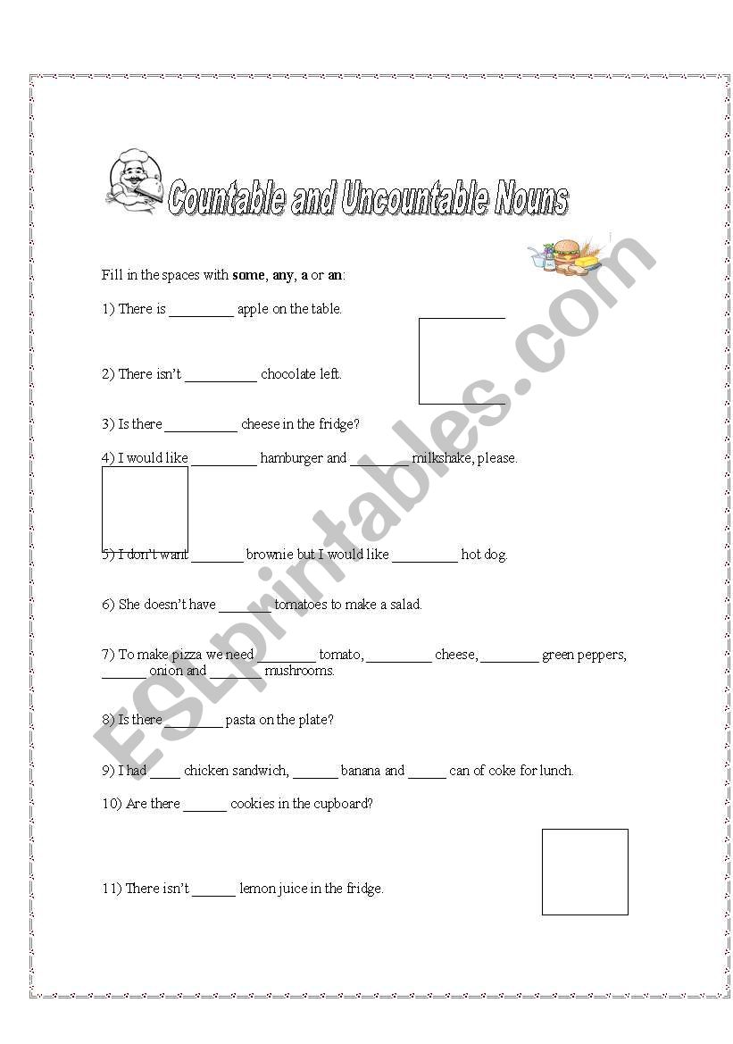 Countable&Uncountable worksheet