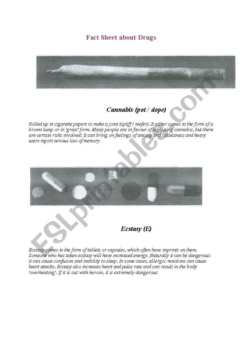 Fact sheet about drugs part1 worksheet