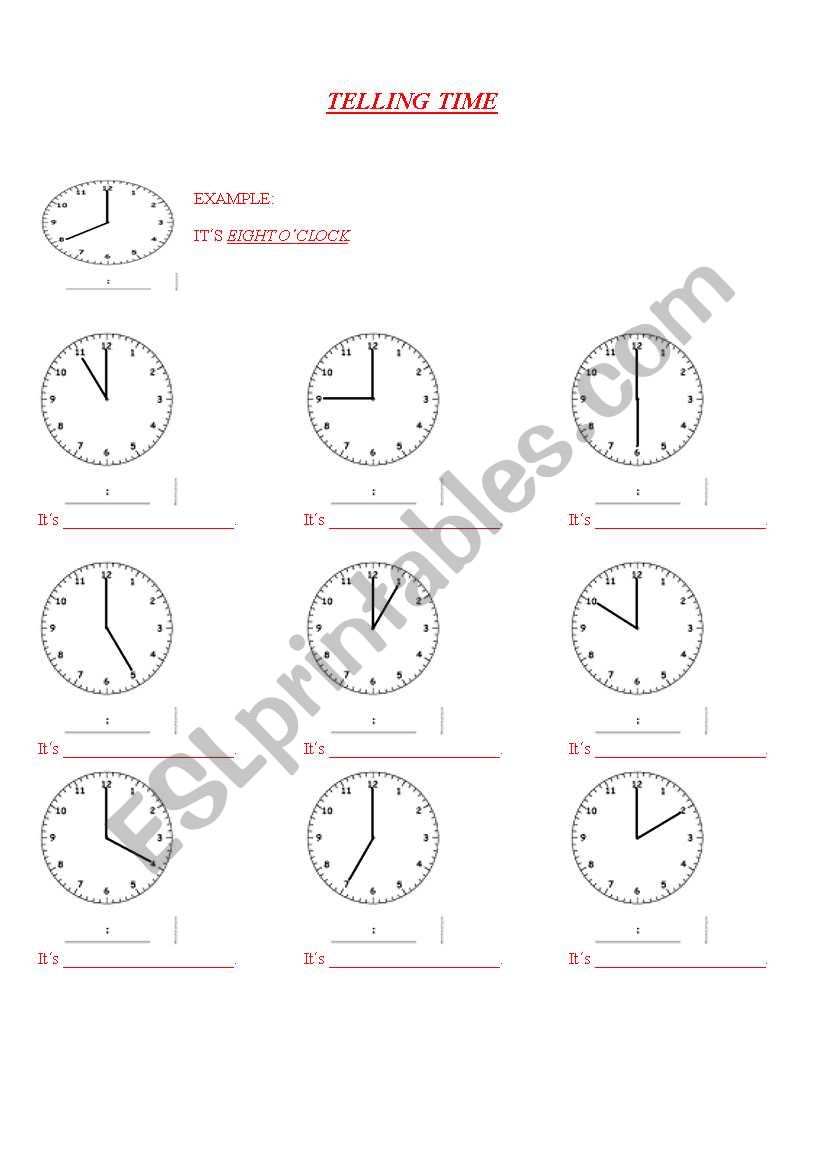 Telling time worksheet