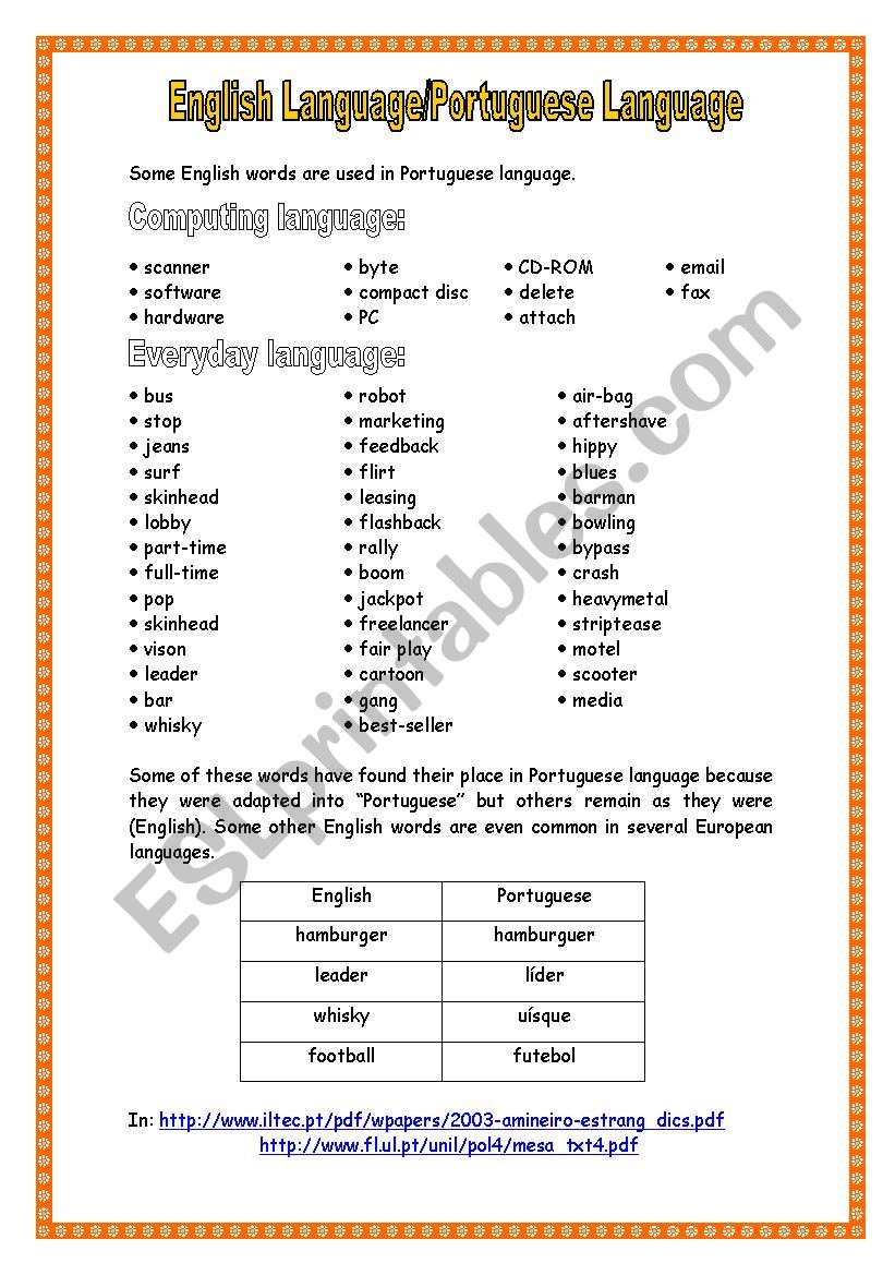 English Words in Portuguese Language (01.10.08)