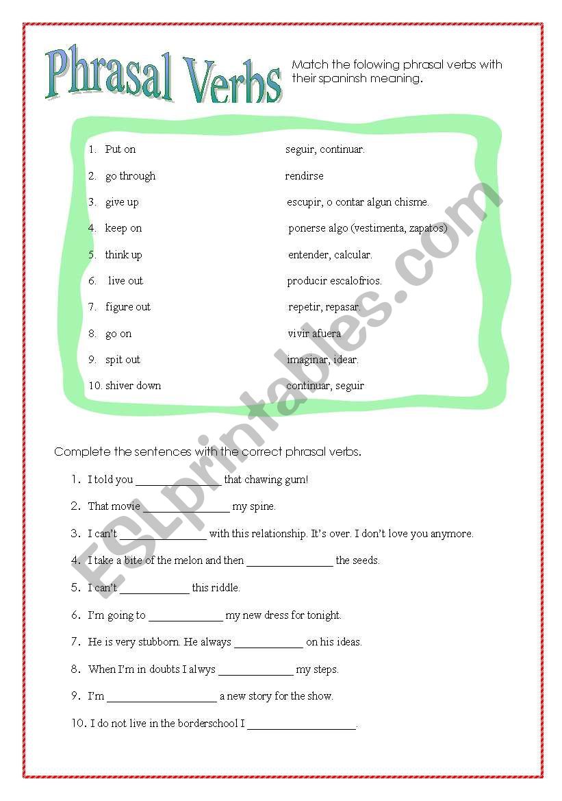 Phrasal verbs worksheet