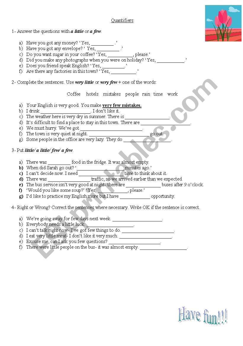 Quantifiers worksheet