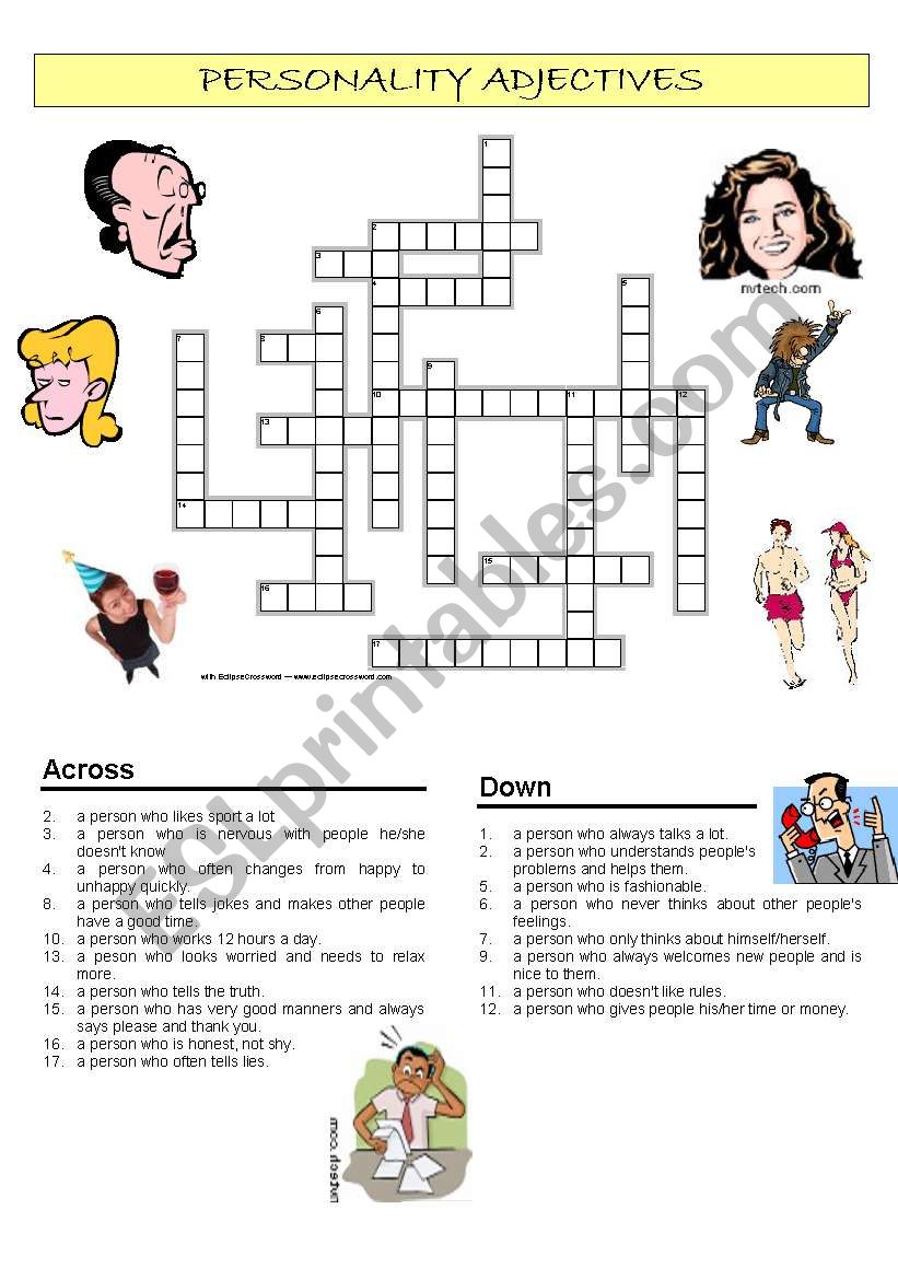 Personality adjectives crossword