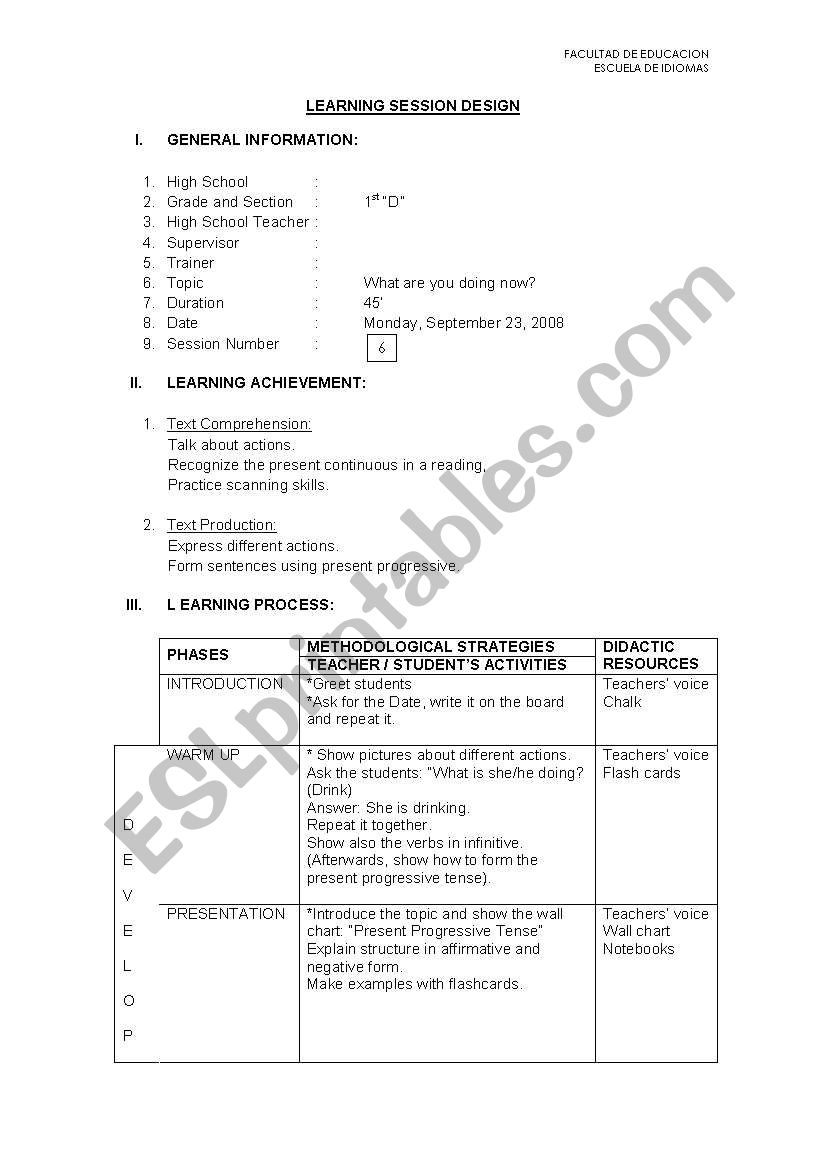 The present continuous worksheet