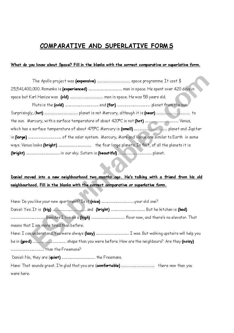 Comparative and Superlative Forms