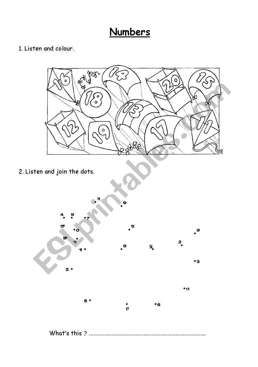 Numbers 1 to 20 worksheet