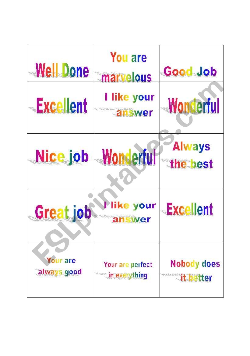 Honor Cards worksheet