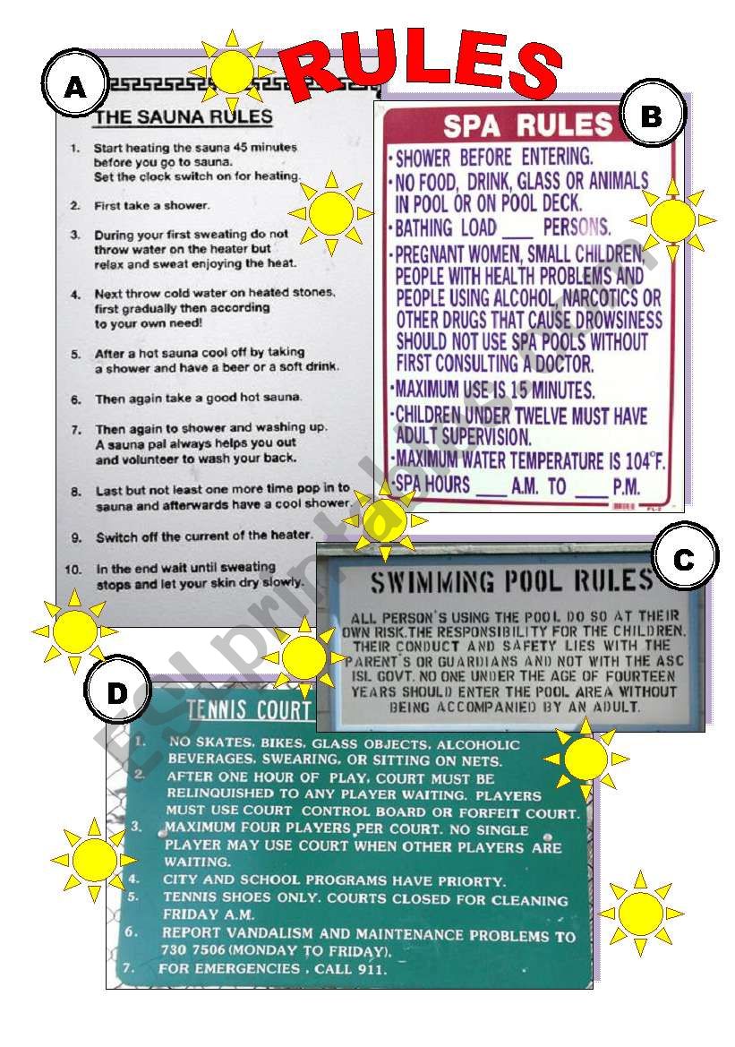 HOLIDAY RULES worksheet