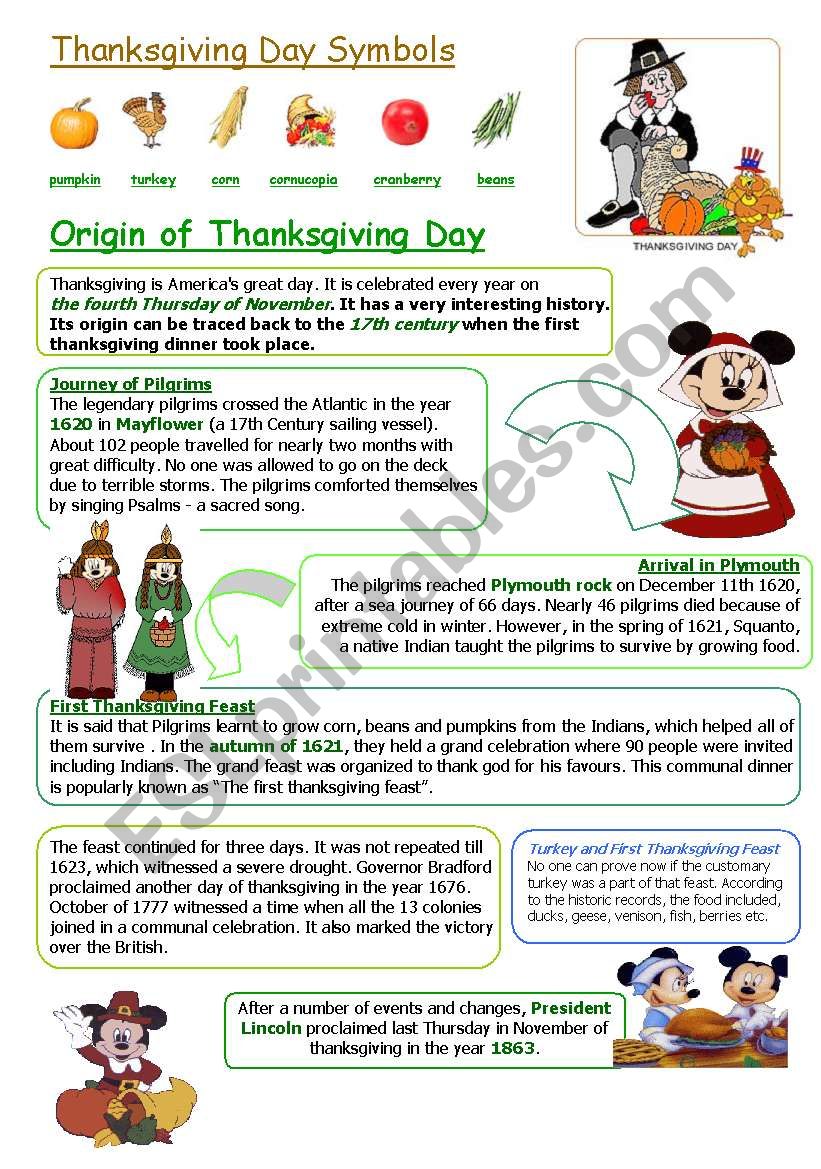 THANKSGIVING DAY worksheet