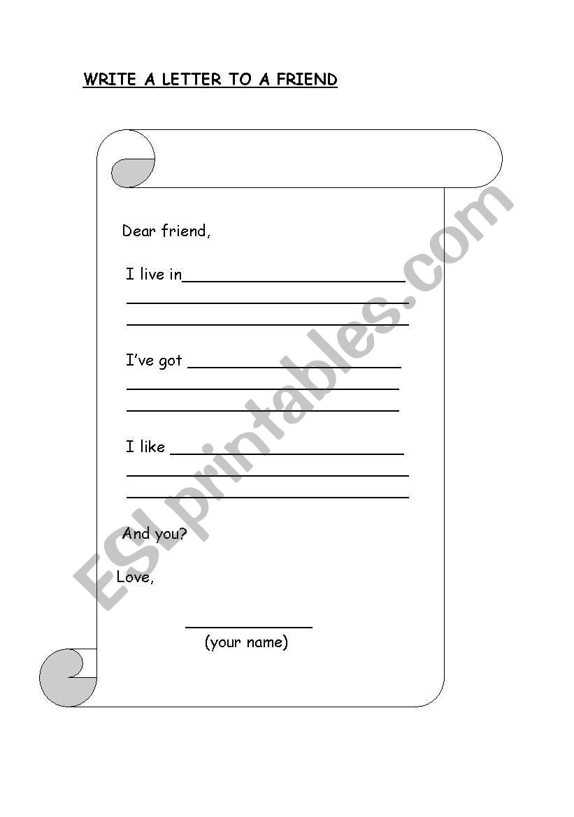 writing a letter worksheet