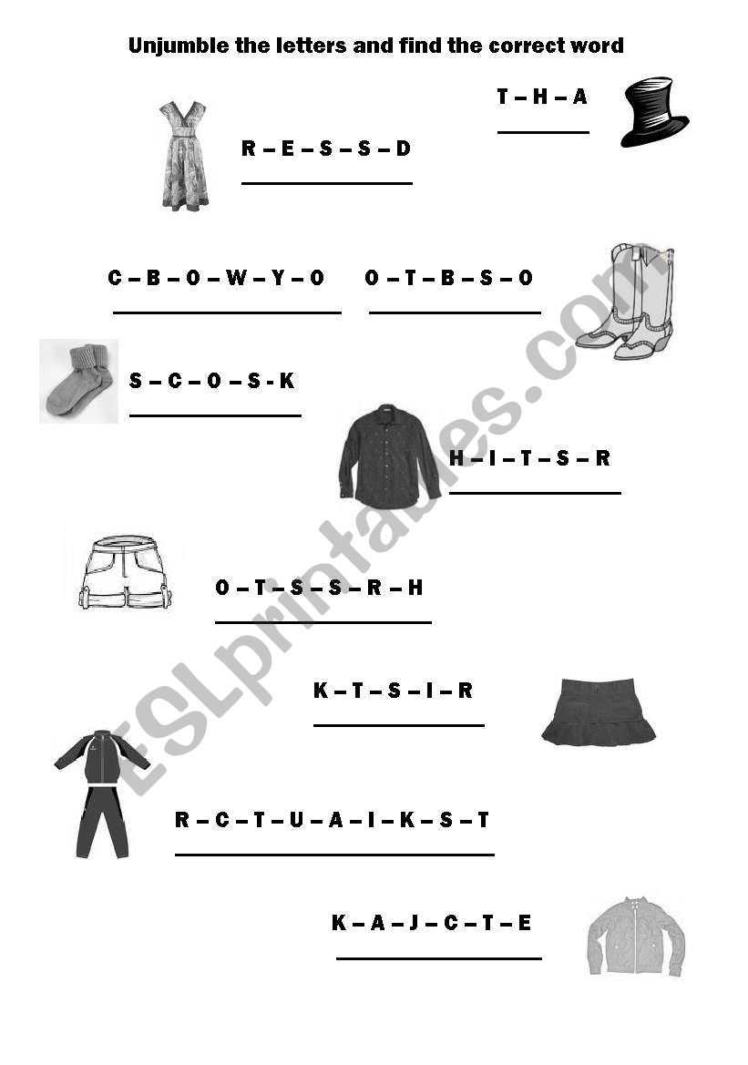 unjumble the letters worksheet