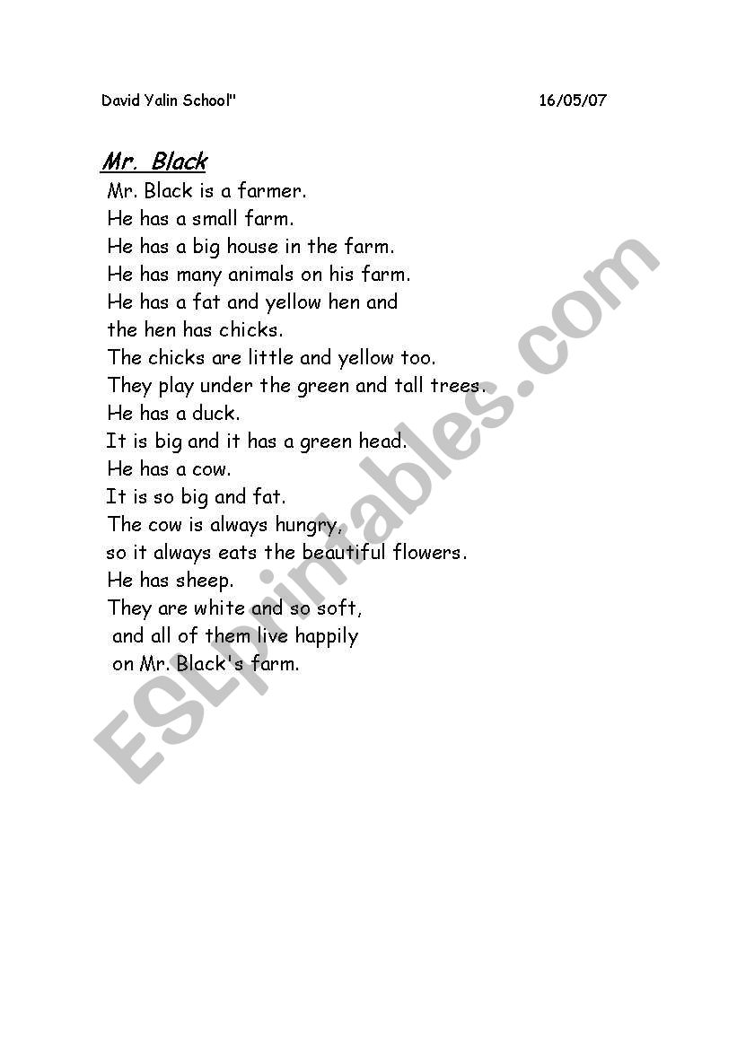 farm animals worksheet