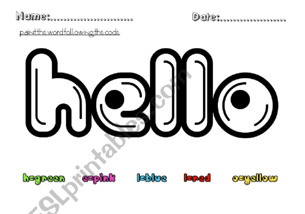 Hello colors! worksheet