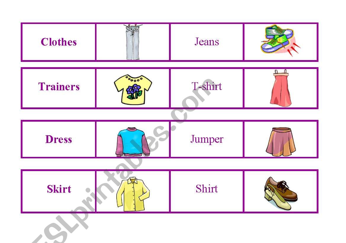clothes dominoe worksheet