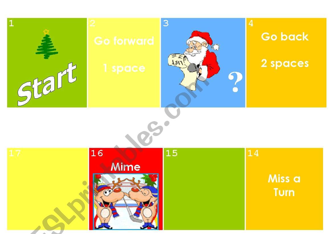 Xmas game board  worksheet