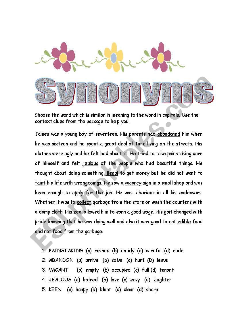 Synonyms Activities: 12 Synonyms Games (Uses Context Clues) by